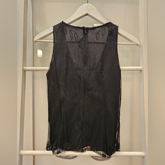 Black beaded chiffon top S - Picture 2 of 4